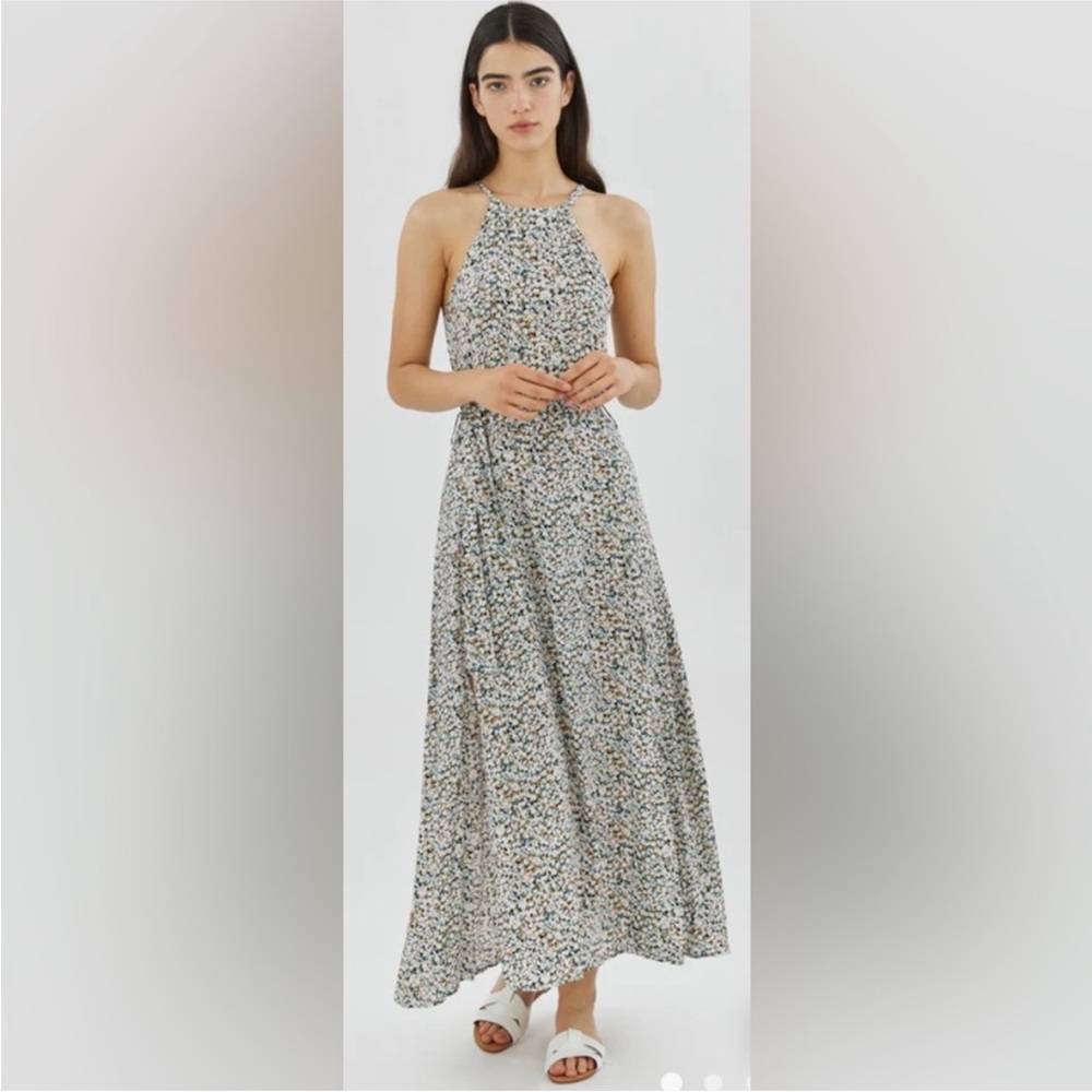 Silk & Salt Bouquet Floral Halter Maxi Dress Flirty & Flowing